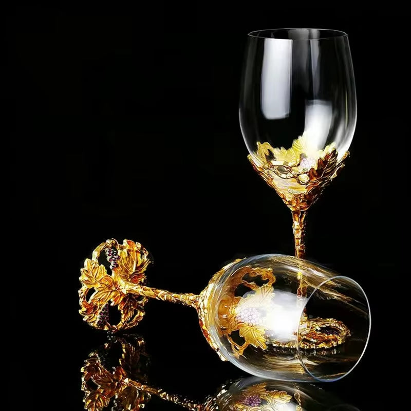 Golden Enamel Wine Glass