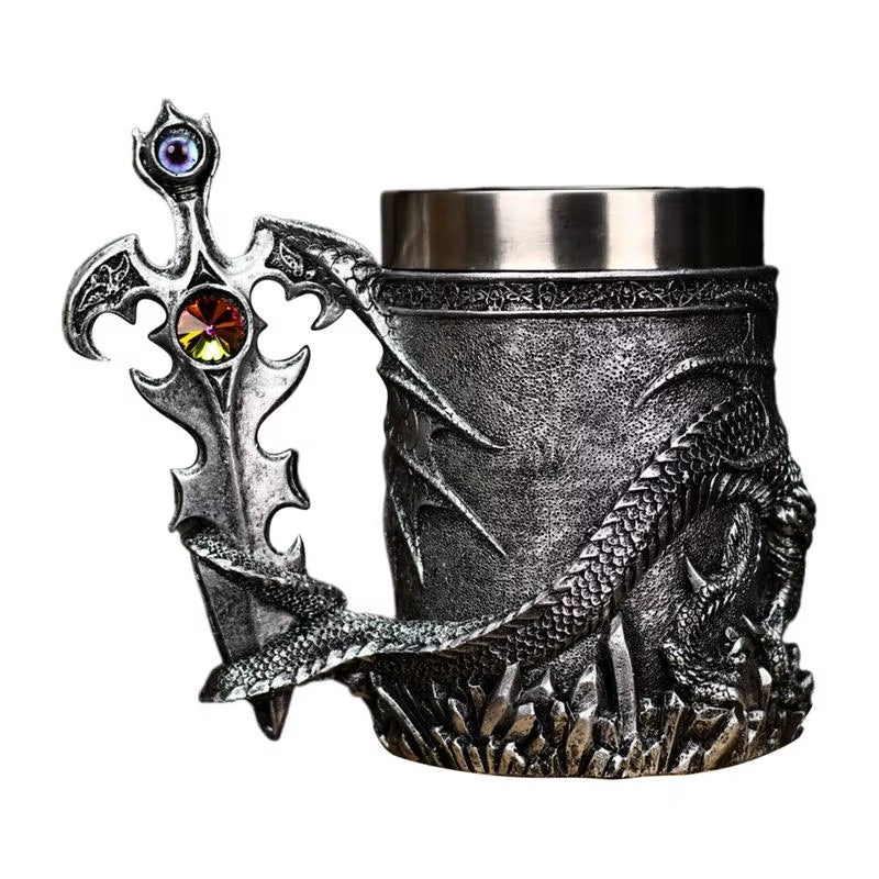600Ml Medieval Dragon Mug Medieval Viking Dragon Beer Mug Large Capacity Barrel Mug Vintage Coffee Mug Viking Tea Mug Water Cup