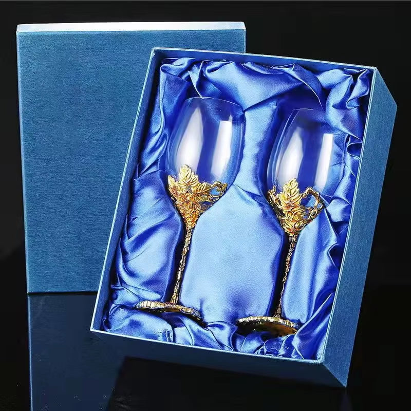 Golden Enamel Wine Glass