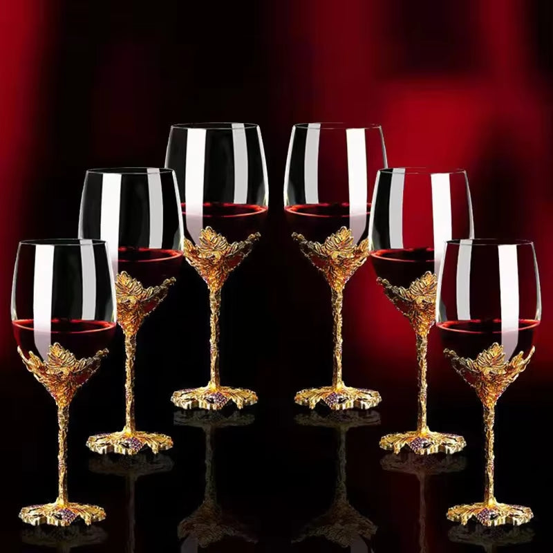 Golden Enamel Wine Glass